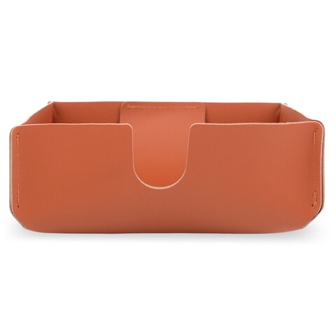 Suport servetele, ruca, 18 x 6 x 18 cm, piele ecologica, maro