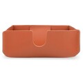Suport servetele, Ruca, 18 x 6 x 18 cm, piele ecologica, maro
