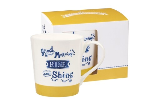 Cana in cutie cadou, Good Morning, Churchill, portelan Fine Bone China, 300 ml
