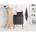 Cos de gunoi cu soft touch, Brabantia, Bo Touch, 11+23 L, 31.2x54x68 cm, otel, gri inchis