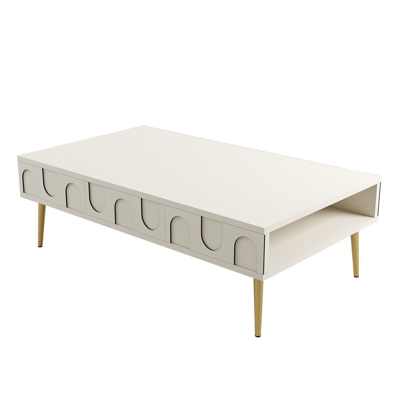 Masuta de cafea, Hommy Craft, Lyon 33, 105x33.6x60 cm, PAL, Crem / Aur - 2 | YEO