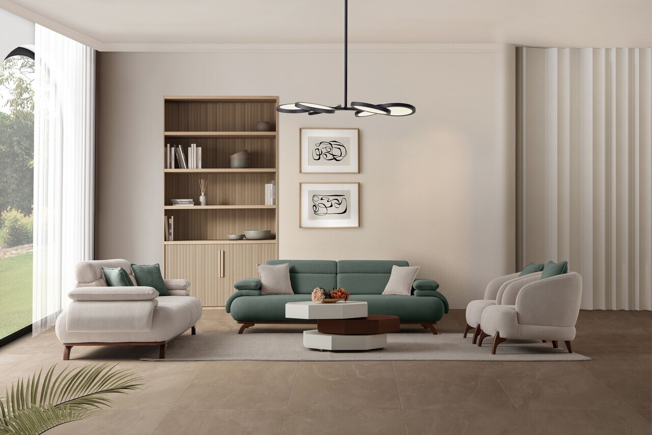 Canapea 3 locuri, Atelier del Sofa, 752EST1148, Lemn de carpen/PAL melaminat, Verde - view 7