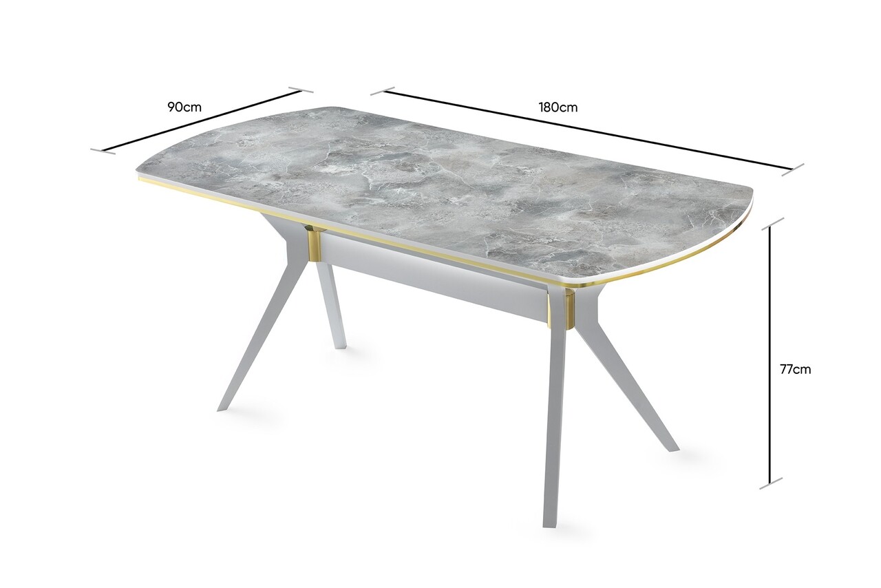 Masa dining, Nmobb, Ikon, 180 x 77 x 90 cm, mdf/plastic, gri