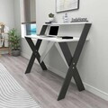 Birou, Hanah Home, X, 90x88x50 cm, Antracit/Alb