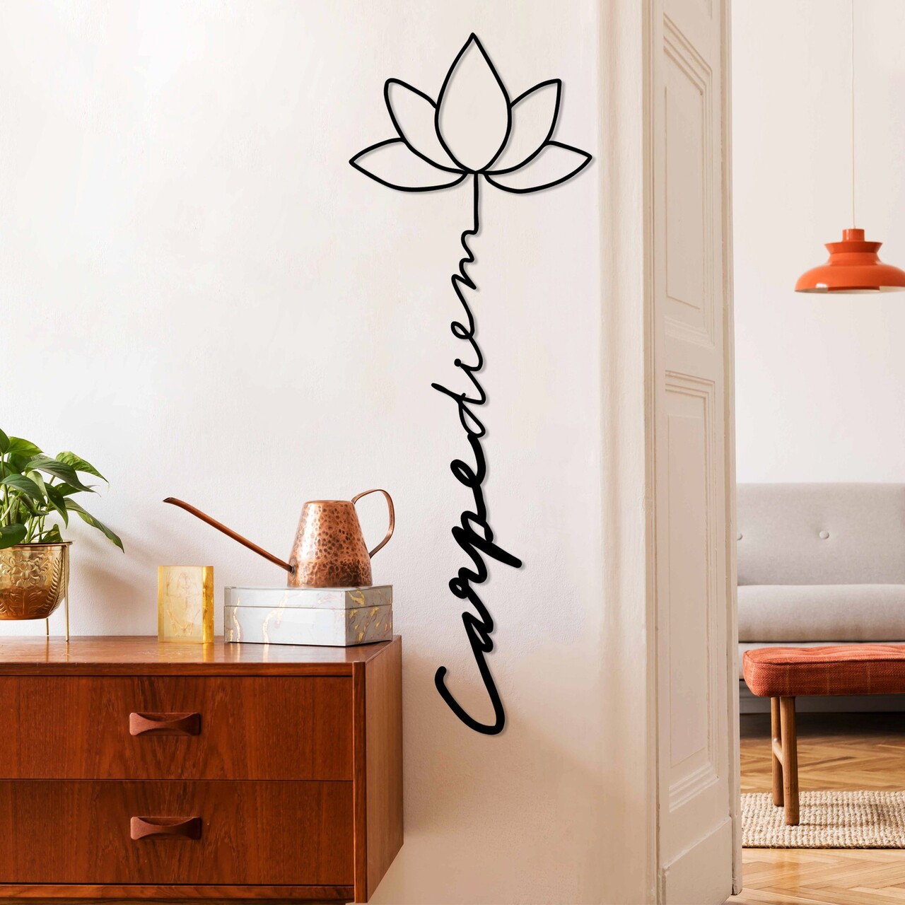 Decoratiune de perete, Carpe Diem 4, Dimensiune: 21 x 60 cm, Negru - view 2