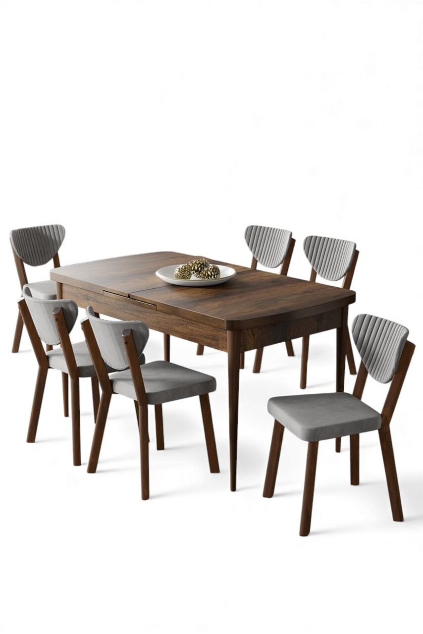 Set masa extensibila si scaune, Hanah Home, Exve, Baroc / Gri - view 2