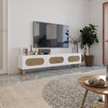 Comoda TV, Odessa, Elena, 180x42.6x31.4 cm, Alb / Ratan