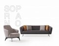 Canapea fixa Soprano, Heinner, 3 locuri, piele ecologica, gri