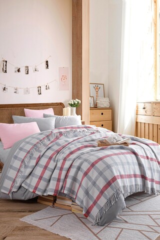 Patura Double, Warm Soft - Grey, Red, Eponj Home, 70% bumbac/30% acril