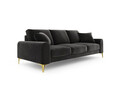 Canapea, Madara, Mazzini Sofas, 3 locuri, gold legs, 222x102x90 cm, catifea, gri inchis