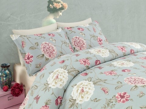 Lenjerie de pat dubla king, 3 piese, 220x240 cm, amestec bumbac, eponj home, sandiego, menta