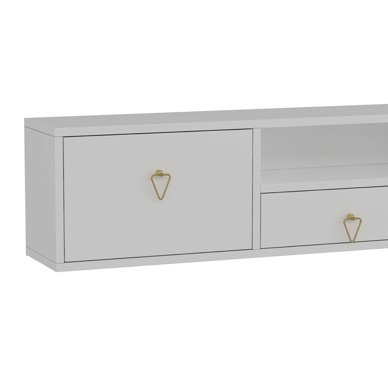 Comoda TV, Hanah Home, 1303-DROP-1, 140x30x30 cm, PAL , Alb/Auriu - view 5