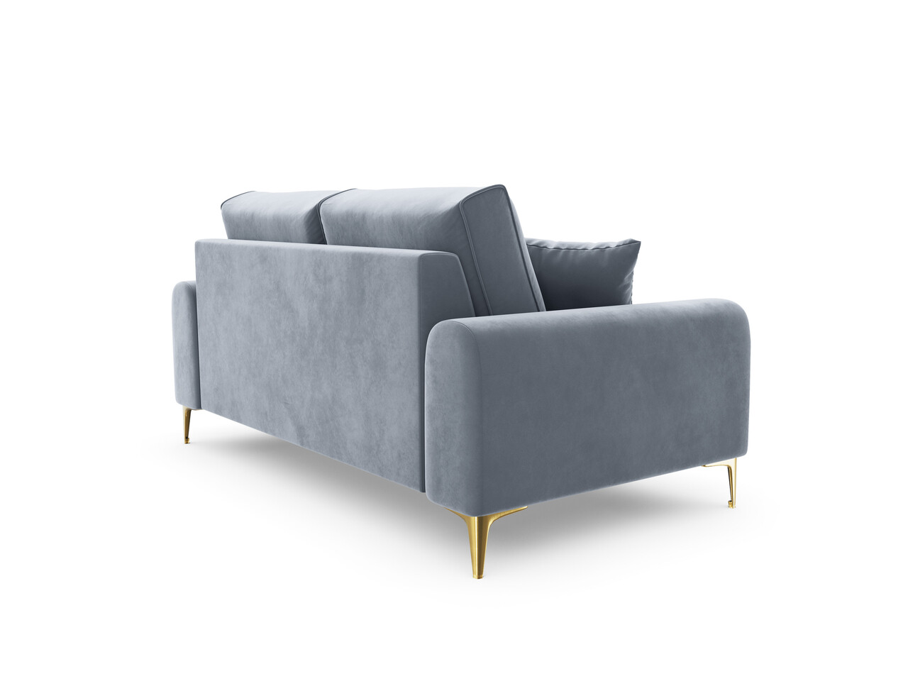 Canapea, Madara, Mazzini Sofas, 2 locuri, gold legs, 172x102x90 cm, catifea, albastru deschis