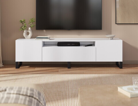 Comoda TV ADRK, Femur, 200x41x53 cm, PAL laminat, alb
