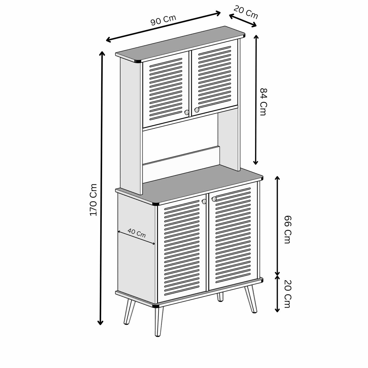 Dulap de bar pentru cafea, Hanah Home, Avior 90, 90x170x40 cm, MDF, Negru - view 5