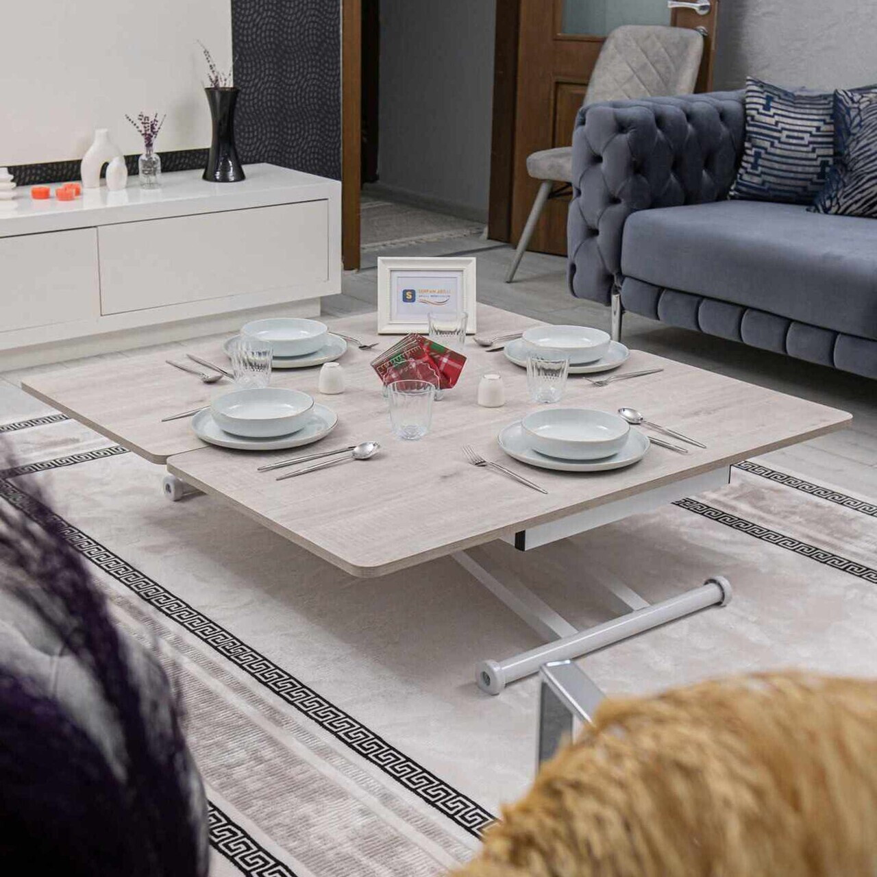 Masuta de cafea, Hanah Home, Home Ext, MDF, Lisabona / Alb — imaginea 3