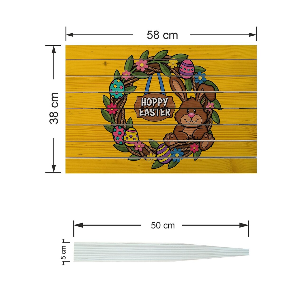 Semn de curte, Easter Hanging Sign, 58x38 cm, Multicolor - imagine 4