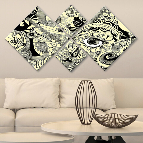 Set 4 tablouri decorative, 4MDF93541693, MDF, Imprimat UV, Multicolor Evans