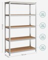 Raft modular pentru depozitare Songmics, 120 x 60 x 200 cm, MDF/otel, argintiu/maro deschis