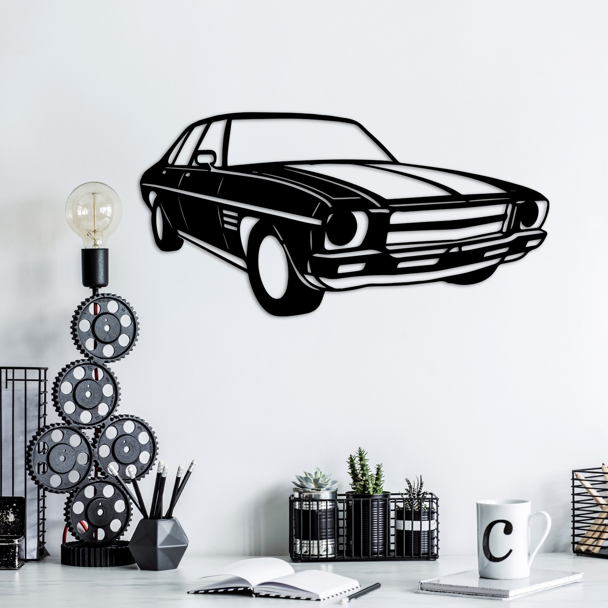 Decoratiune de perete, Holden Monaro Sedan, Dimensiune: 60 x 30 cm , Negru