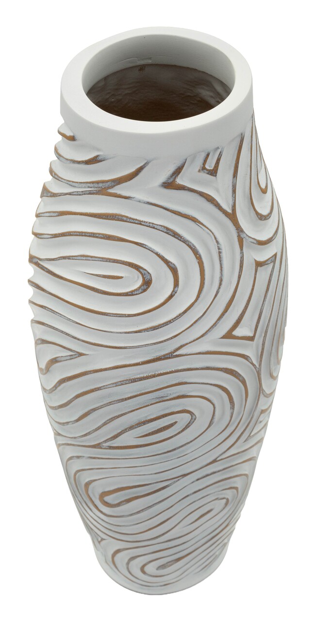 Vaza decorativa, Mauro Ferretti, Oblix, 18.5x50 cm, polirasina, alb decolorat - imagine 4