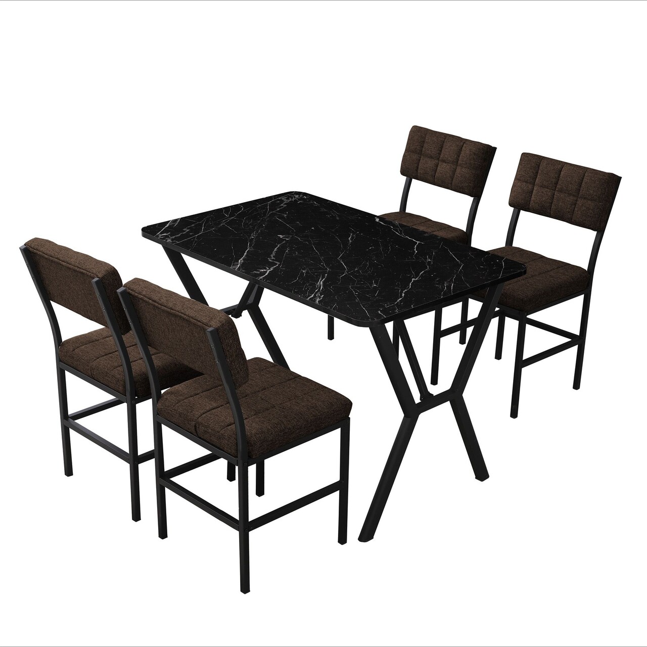 Set masa extensibila si scaune, Hanah Home, Dubai, Maro / Negru - view 3