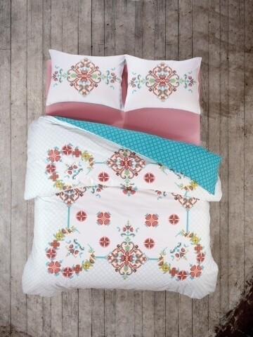 Lenjerie de pat single Gulcehre, Cotton Box, 3 piese, 160 x 240 cm, 100% bumbac ranforce, multicolora
