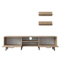 Comoda TV cu 2 rafturi, Wren, M48 - 1044, pal melaminat, nuc