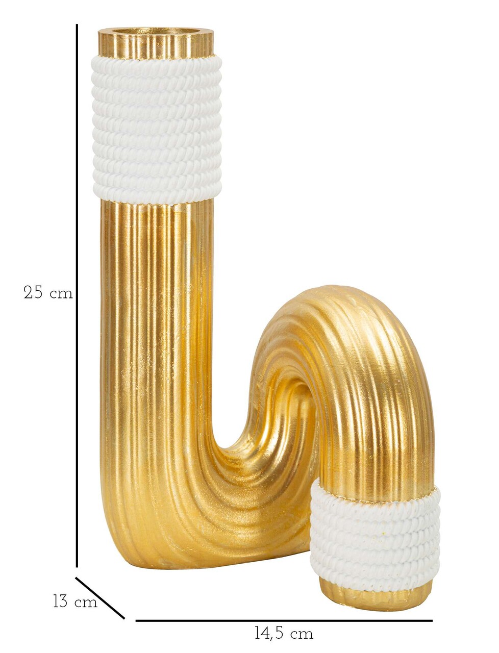 Vaza decorativa Bann Big, Mauro Ferretti, 14.5x13x25 cm, polirasina, auriu/alb