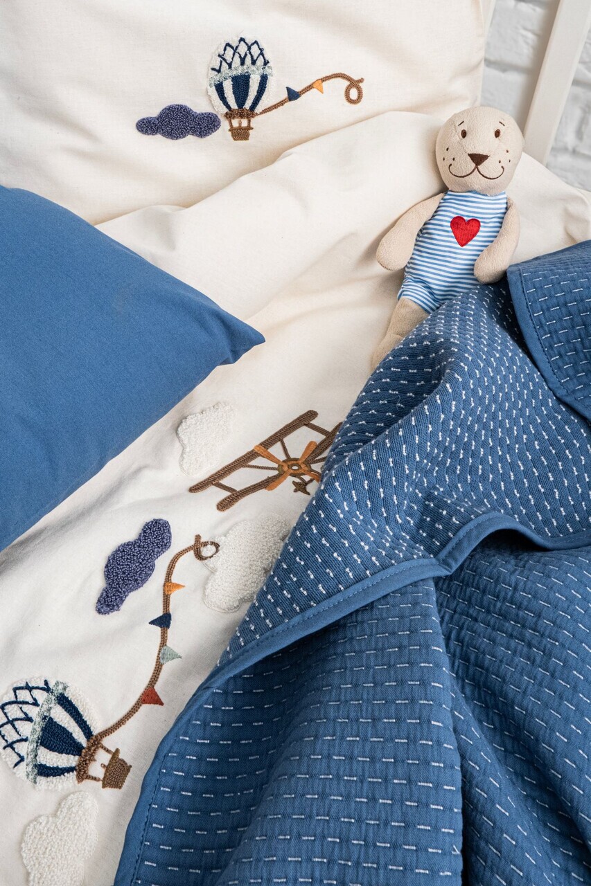 Lenjerie de pat pentru copii, L'essentiel Maison, Sea Soul, Bumbac, Albastru - imagine 4