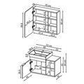 Set Dulap de Baie cu Chiuvetă și Oglindă (2 Piese), Hanah Home, 2937, MDF, Gresie