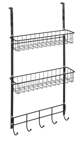 Suport accesorii cu agatare pe usa, wenko, over door, 39 x 10 x 75 cm, metal, negru