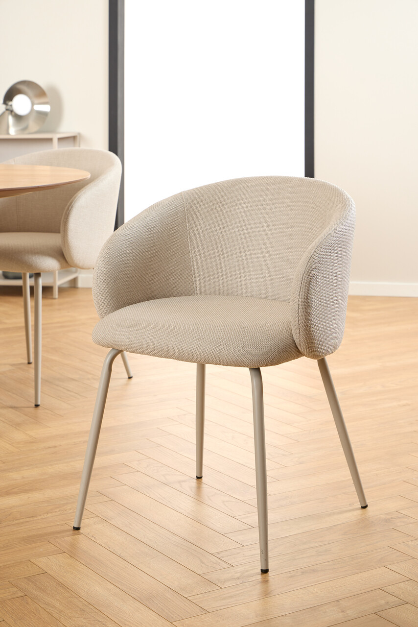 Scaun Eleanor, Actona, 55.5x55x79 cm, tesatura structurata/otel, bej/gri - view 7