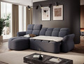 Coltar extensibil stanga 3 locuri ELTAP, Beneth, 301x185x115 cm, lemn/poliester, albastru