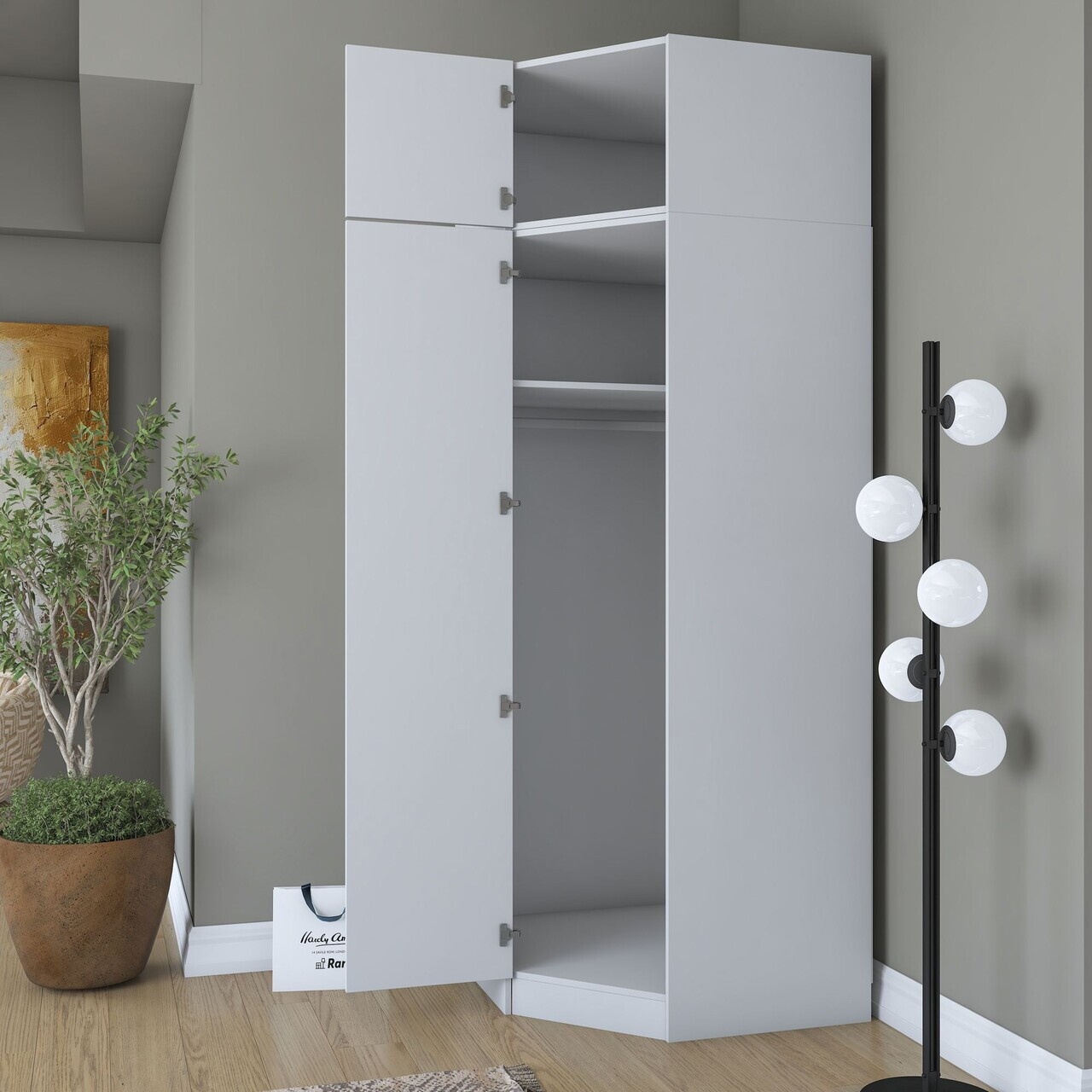 Dulap pentru haine, Hanah Home, BA213, 91x255x57.5 cm, PAL melaminat, Alb - view 7