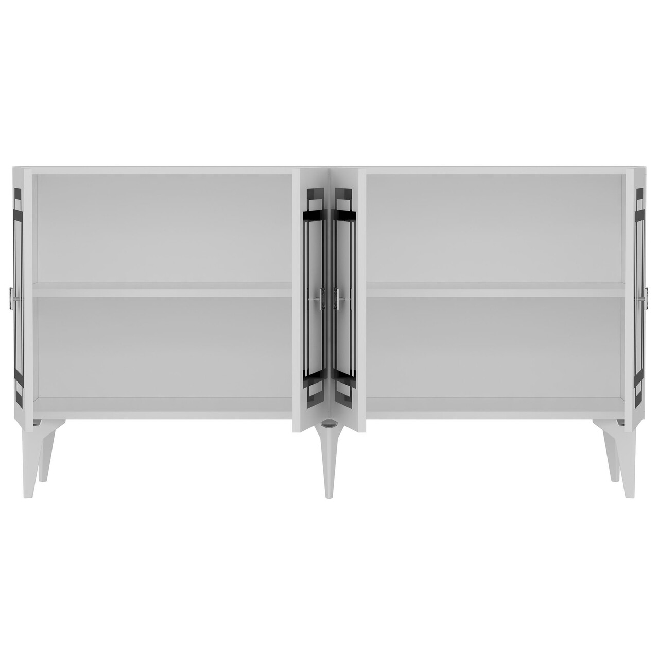 Consola, Hanah Home, Lotus, 150x79x40 cm, PAL , Alb / Argintiu - view 5