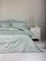 Set cuvertura matlasata dubla Bamboo, Bamboo Stripe - Mint, Cotton Box, 60% bumbac satinat/40% bambus