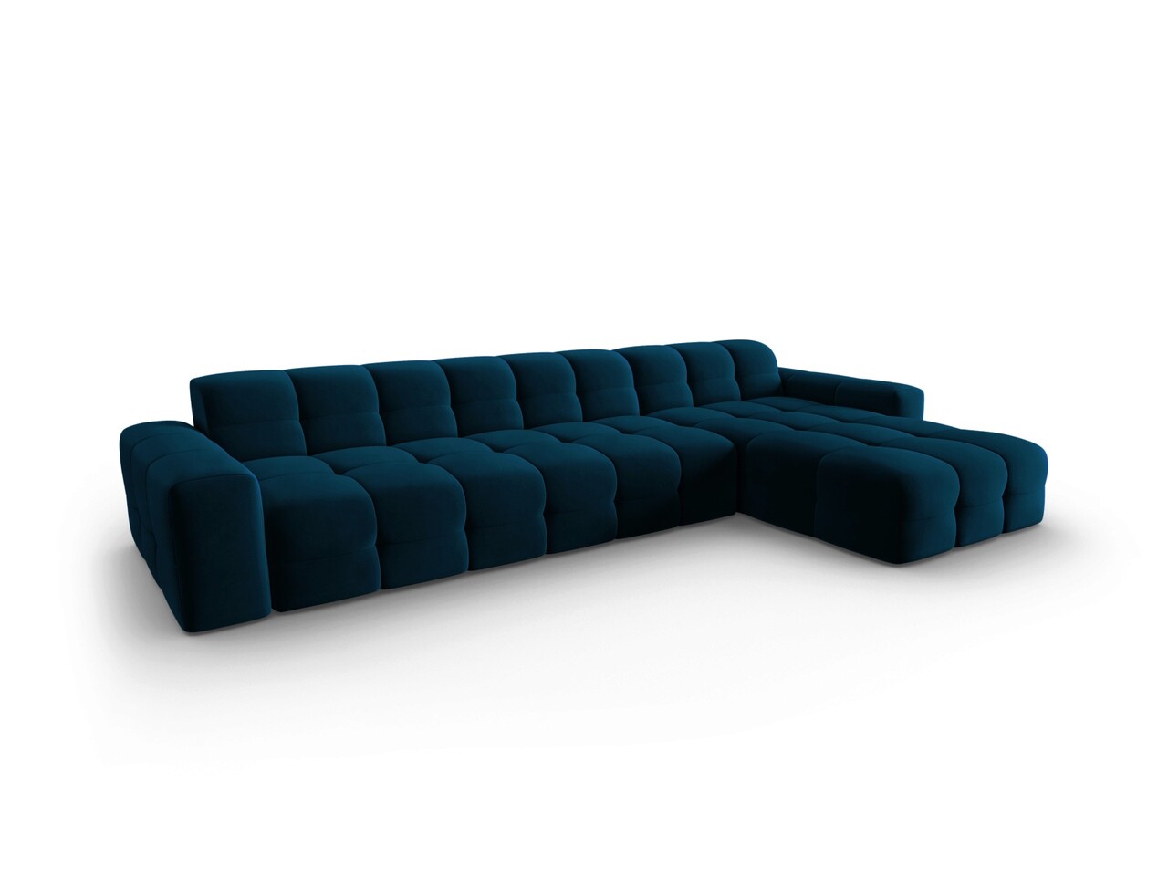 Coltar dreapta 5 locuri, Kendal, Micadoni Home, BL, 357x173x79 cm, catifea, albastru navy - 1 | YEO
