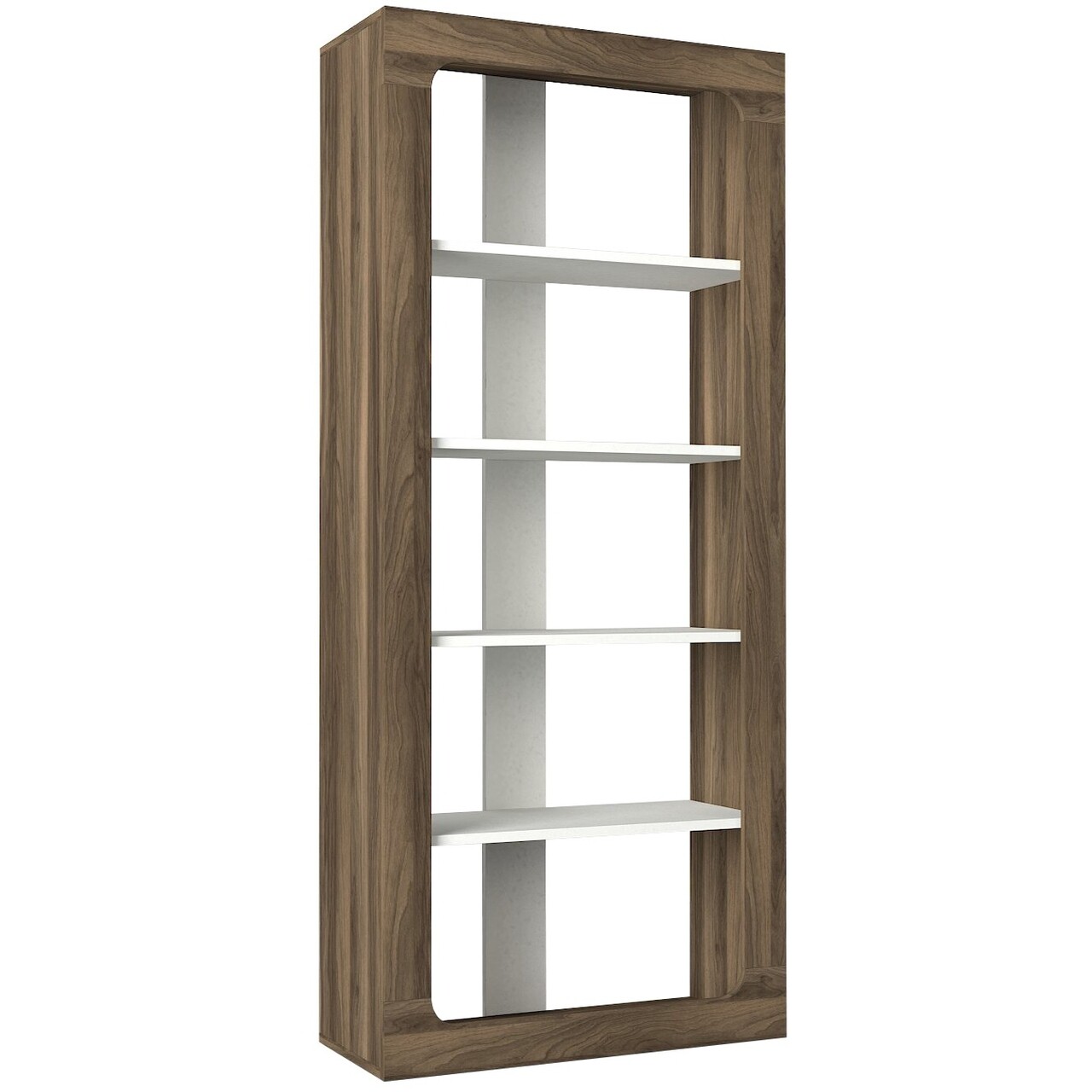 Biblioteca Rentes, Talon, 75 X 31.3 X 180 Cm, Alb/walnut