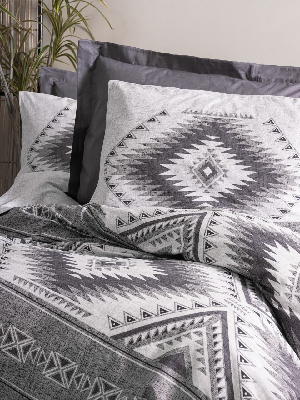 Lenjerie de pat pentru o persoana, Delos - Anthracite, Cotton Box, Bumbac Ranforce - 1 | YEO