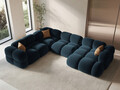 Coltar panoramic stanga 5 locuri, Loretto, Cosmopolitan Design, 345x250x68 cm, catifea, albastru petrol inchis