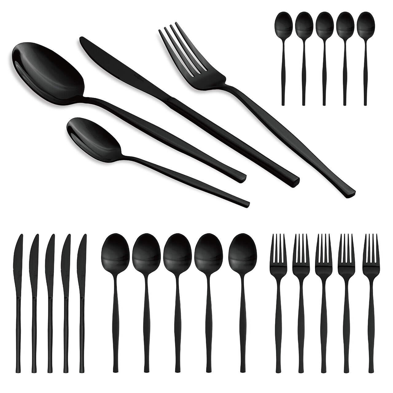 Set tacamuri 24 piese Berlinger Haus, Matte Black, model patrat, inox, negru - view 8