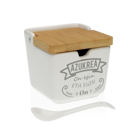 Zaharnita cu capac si lingurita basque, versa, 8.8 x 8.8 x 8.5 cm, ceramica
