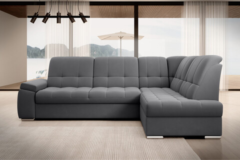 Coltar extensibil dreapta 3 locuri ELTAP, RT-06SO, Sado, 272x192x95 cm, lemn/poliester, gri inchis