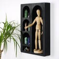Raft de perete, Evila Originals, Cry004-S, 26x40x6 cm, Lemn masiv, Negru