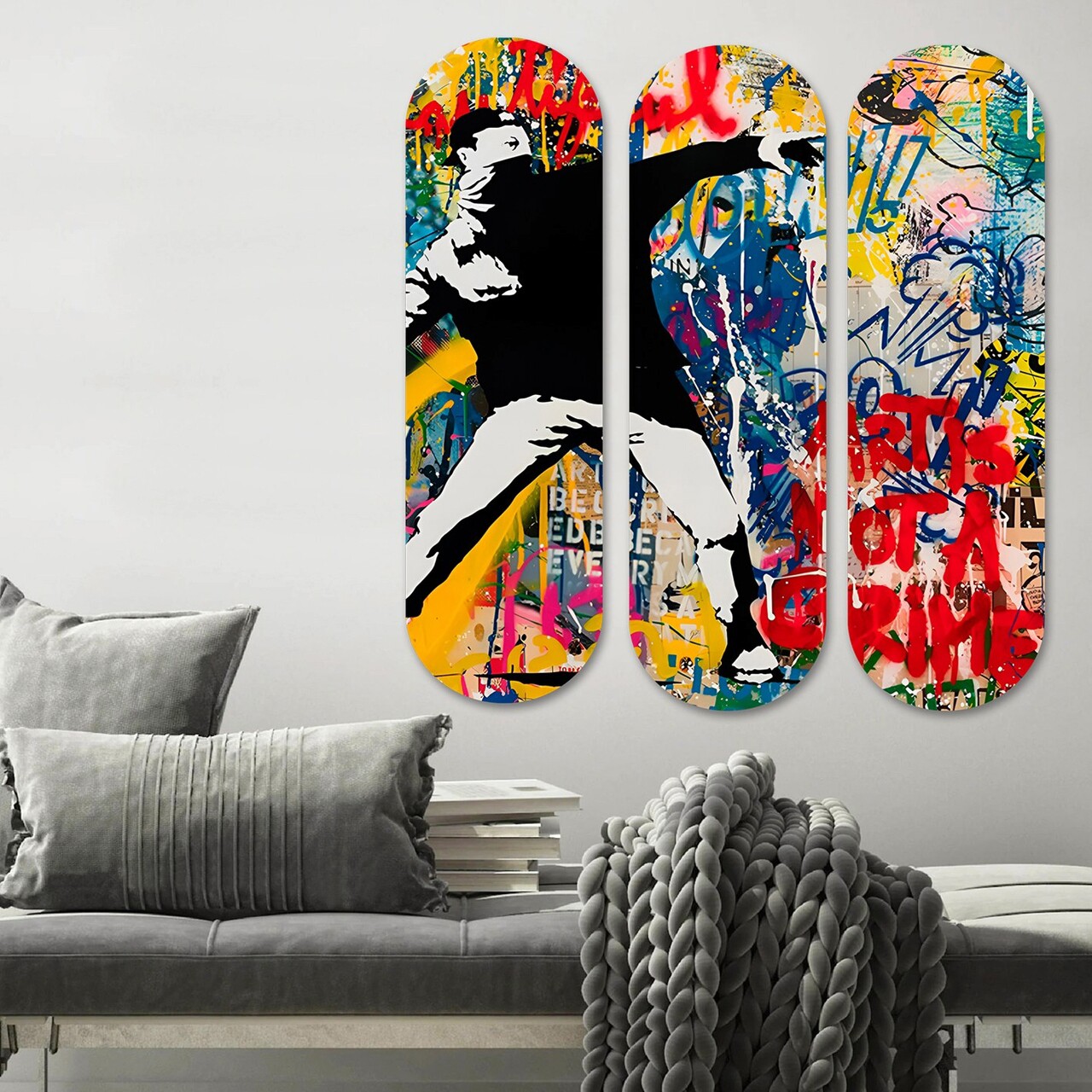 Set 3 tablouri decorative 3KY3806 Imprimat UV Multicolor