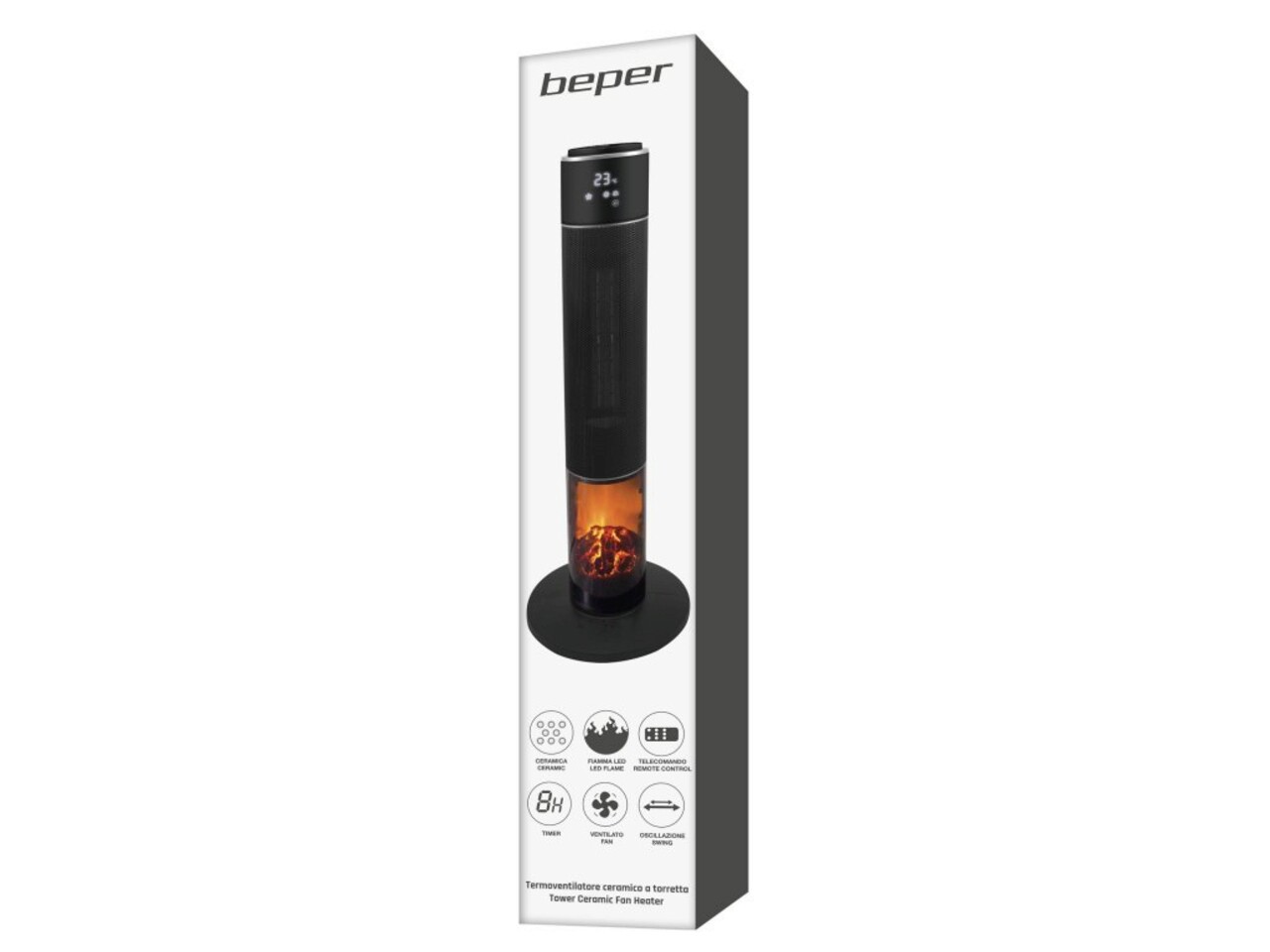 Incalzitor turn Beper, 2000 W, 28.5x28.5x86 cm, ABS/metal, negru