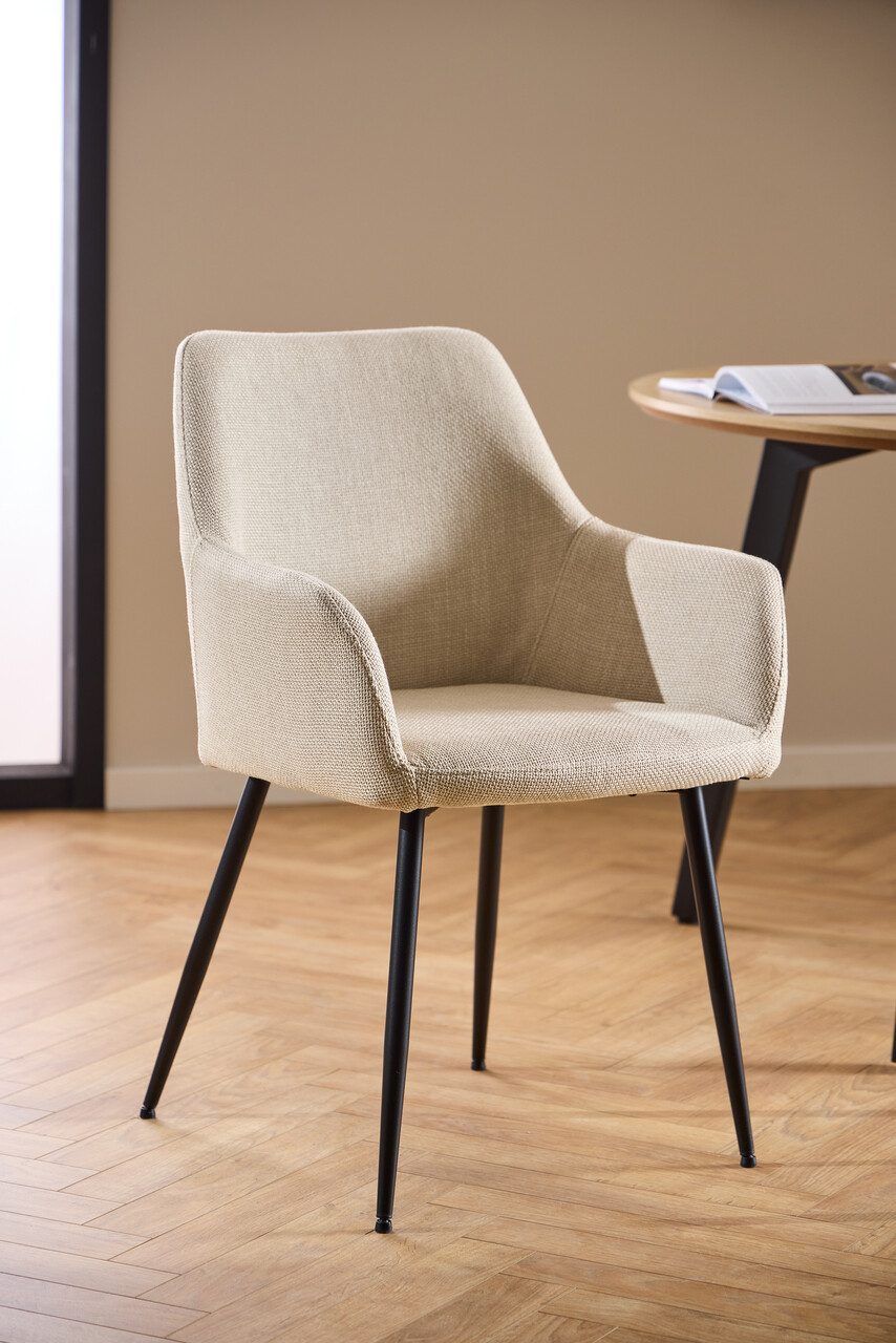 Scaun Lizzy, Actona, 59x59x85 cm, tesatura structurata/otel, bej - view 6