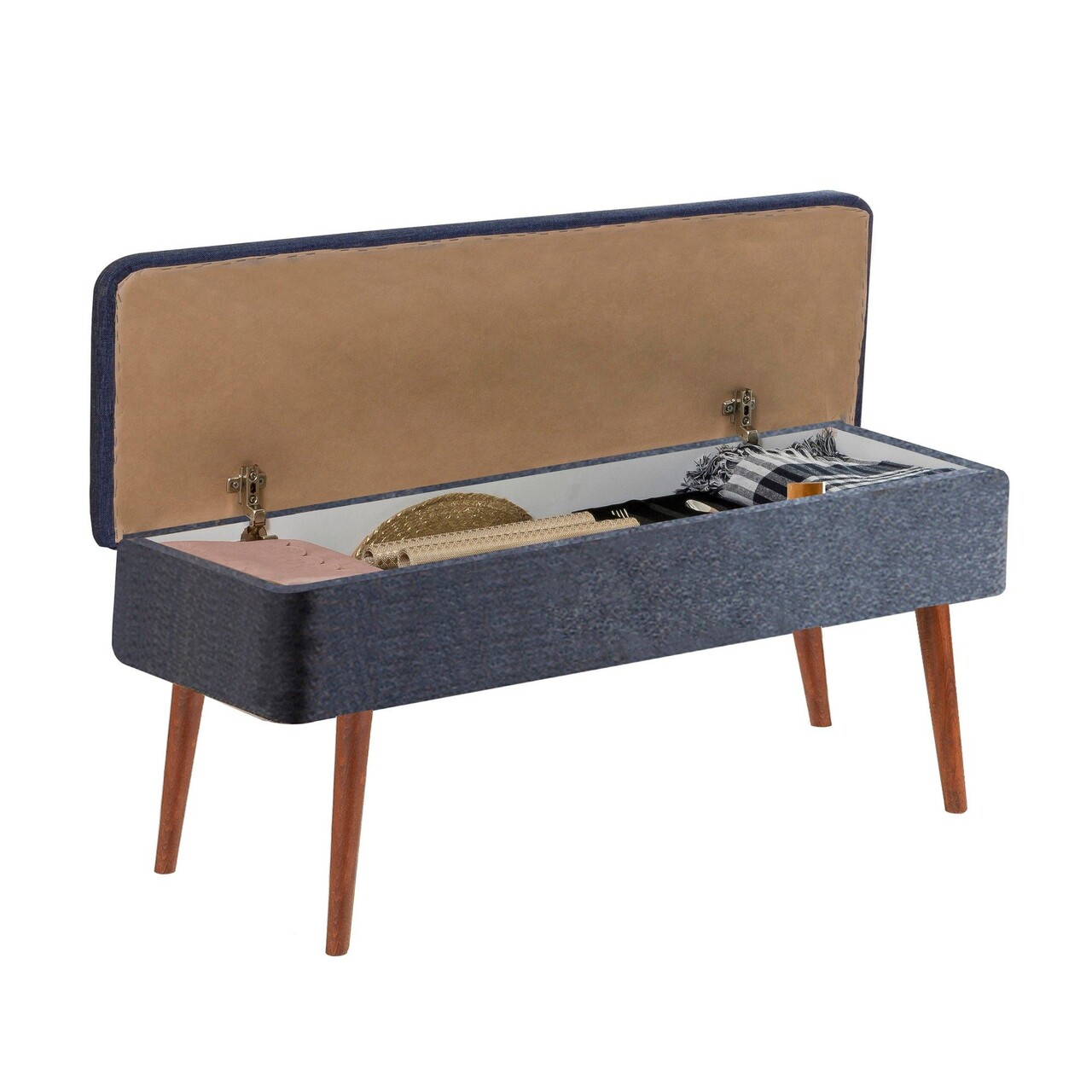 Set masa extensibila si scaune, Hanah Home, Vina 1048, Nuc / Albastru închis - imagine 9