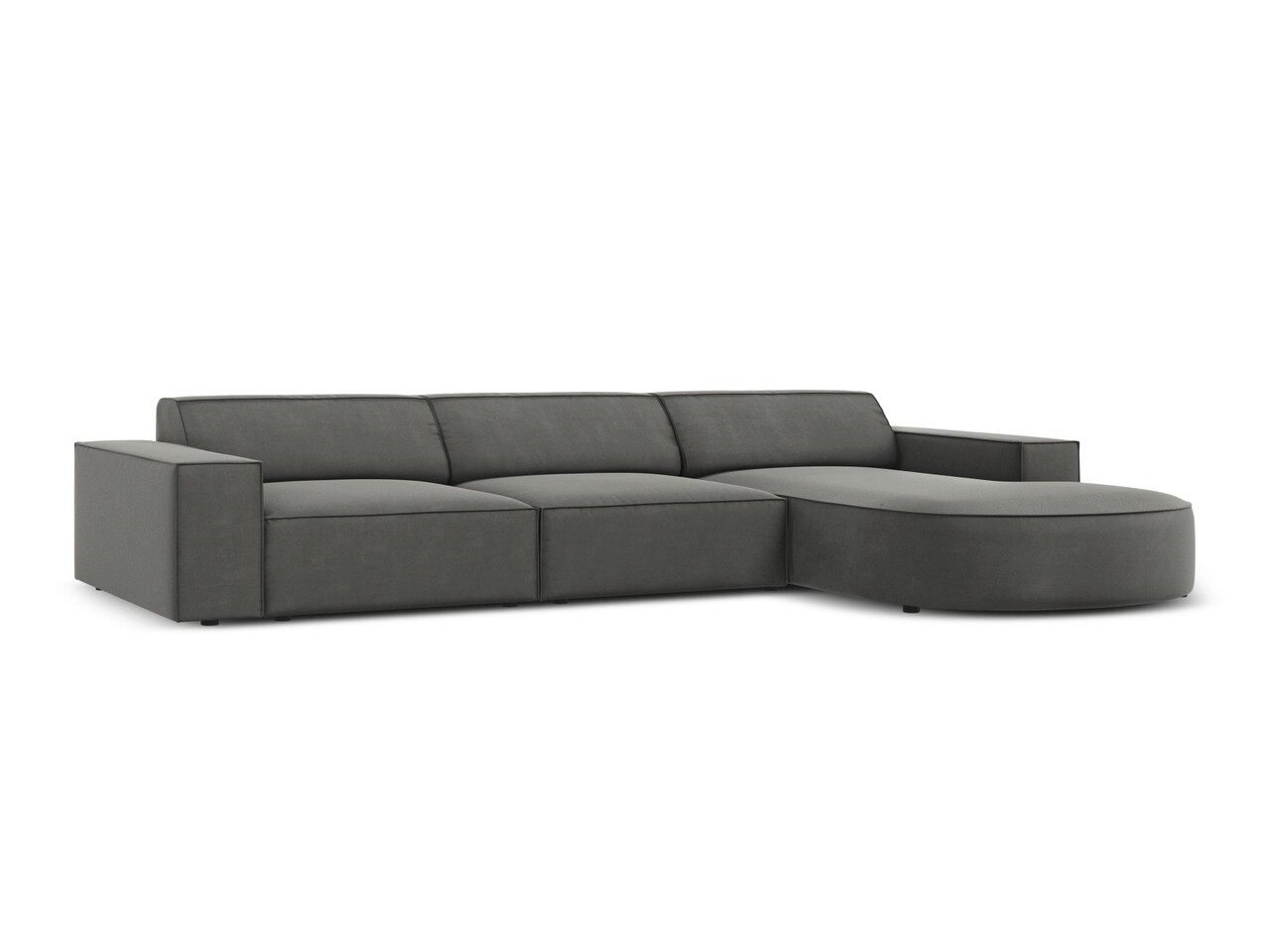 Coltar dreapta 4 locuri, Jodie, Micadoni Home, BL, forma rotunjita, 284x166x70 cm, catifea, gri deschis - 1 | YEO